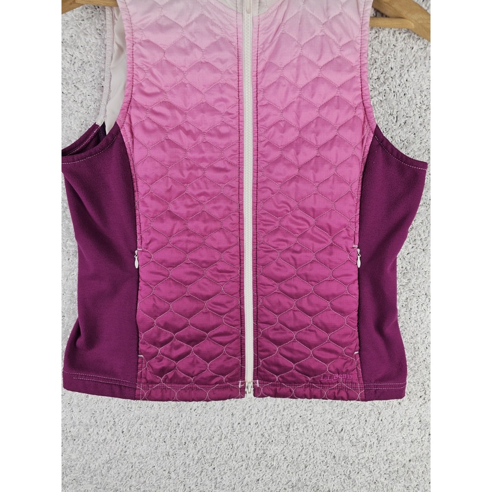 L.L.Bean Women's Vest Size Medium Ombre Pink Quilted Fleece‎ Side Panels Puffer - Picture 2 of 15